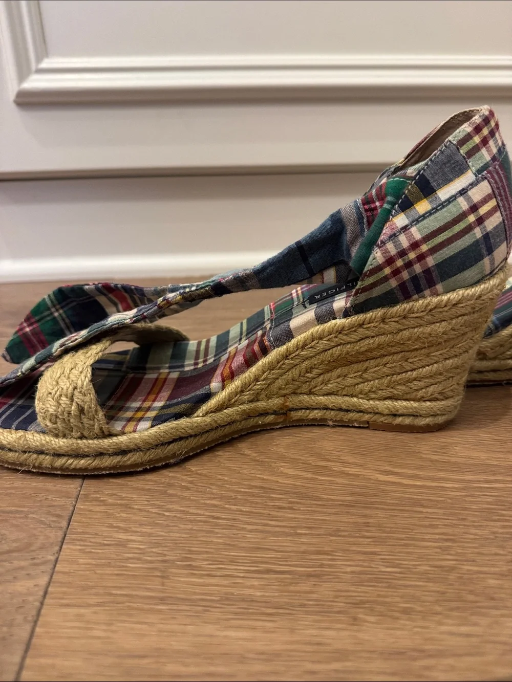 Tommy Hilfiger Multicolor Plaid Espadrilles with Braided Jute Strap